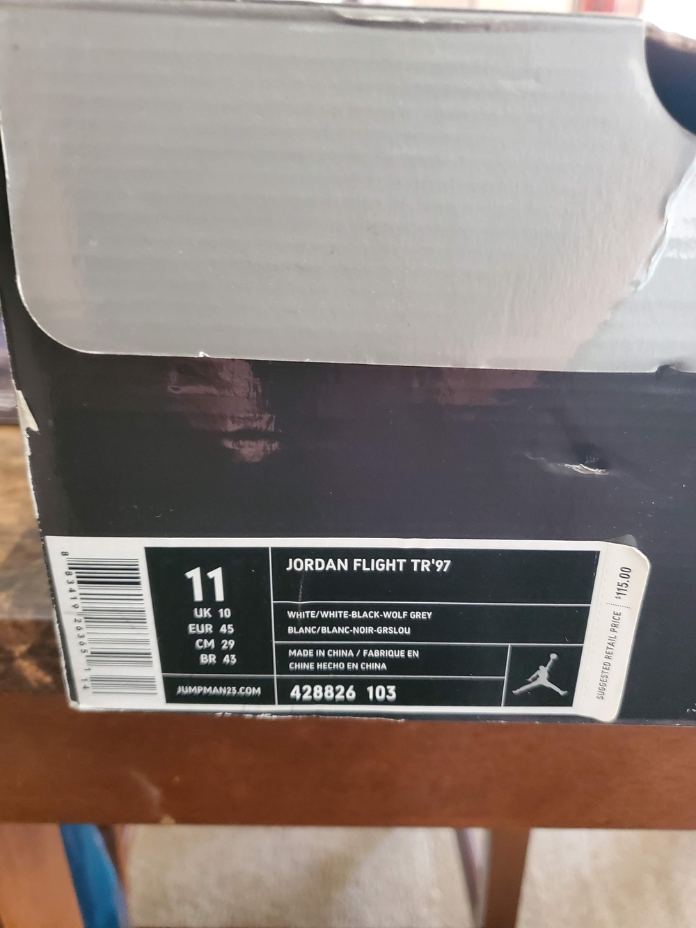 Jordan Flight TR'97 Box Label in Black and White